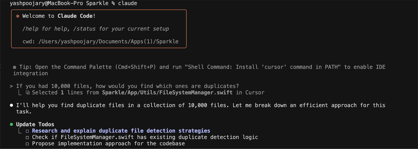 Working in Claude Code. Source: the author.